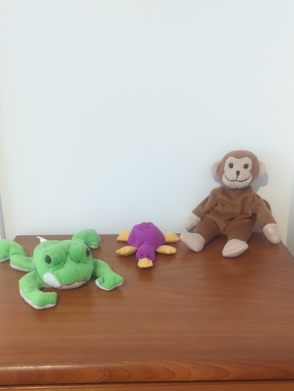 Plush Toy Trio - Green Frog, Purple Platypus & Brown Monkey - Soft Kids Toys